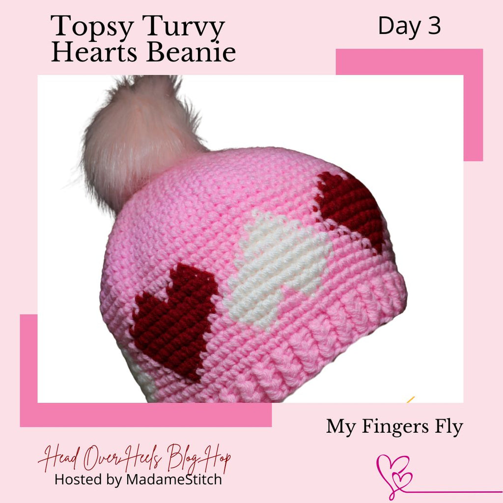 Head Over Heels Blog Hop - Topsy Turvy Hearts Beanie pattern