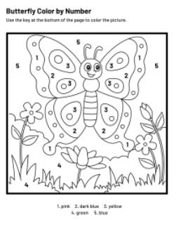 Butterfly Color by Number Page