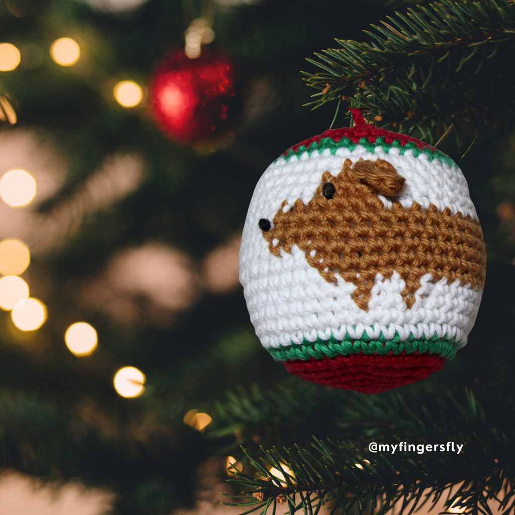 Dachshund Chasing Its Tail – A Playful Christmas Ornament Crochet Pattern