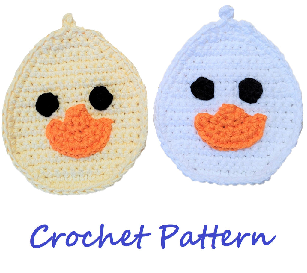 Smiling Duck Potholder Crochet Pattern - Happy Easter!