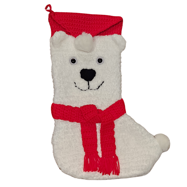 Polar Bear Christmas Stocking, Handmade Crochet