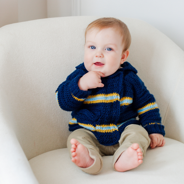 Baby Firefighter Sweater Crochet Pattern with Axe Rattle Crochet Pattern