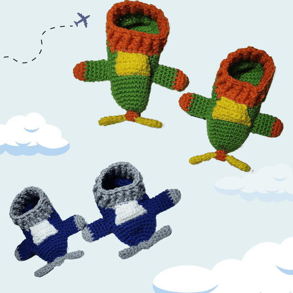 Airplane Slippers for Children Crochet Pattern - My Fingers Fly