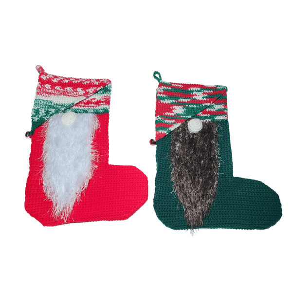 Gnome Christmas Stocking, Handmade Crochet - My Fingers Fly