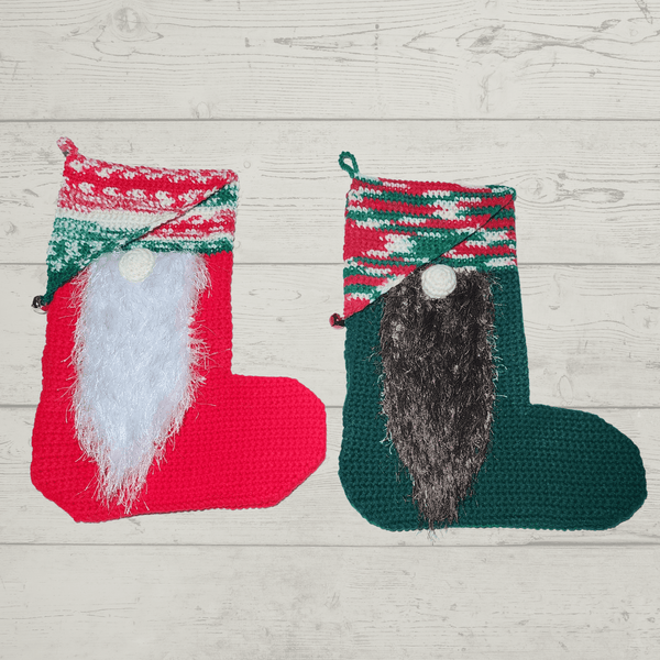Gnome Christmas Stocking, Handmade Crochet - My Fingers Fly