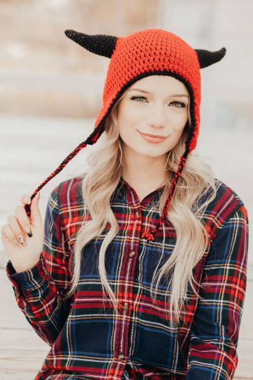 Devil Horned Earflap Hat Crochet Pattern (adult size) – My Fingers Fly