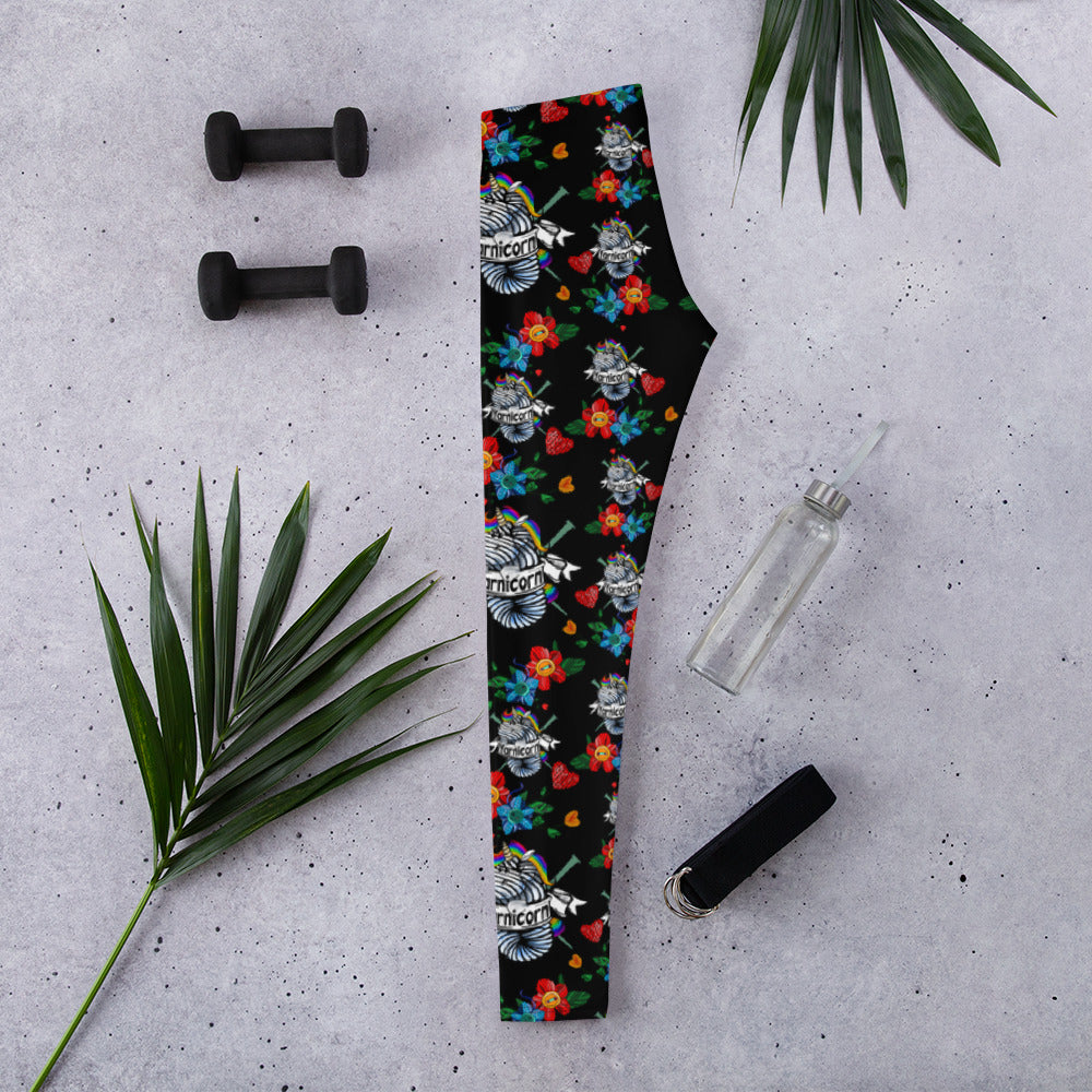 Yarnicorn Black Leggings - Ladies' Sizes XS, S, M, L, XL