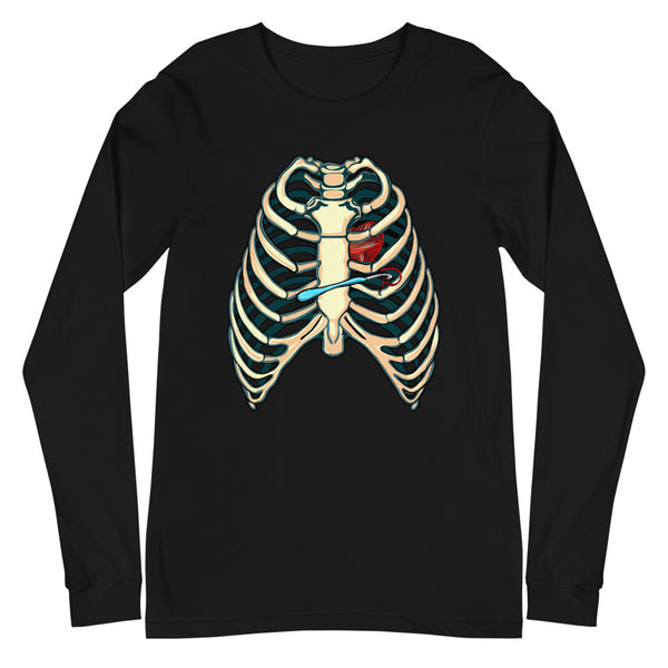 Long Sleeve Black Tshirt, Heart of a Hooker, Halloween Costume for Crocheter