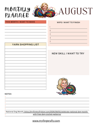 Free August Crochet Planner to download