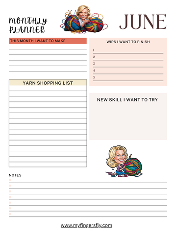 June Crochet Planner, free download
