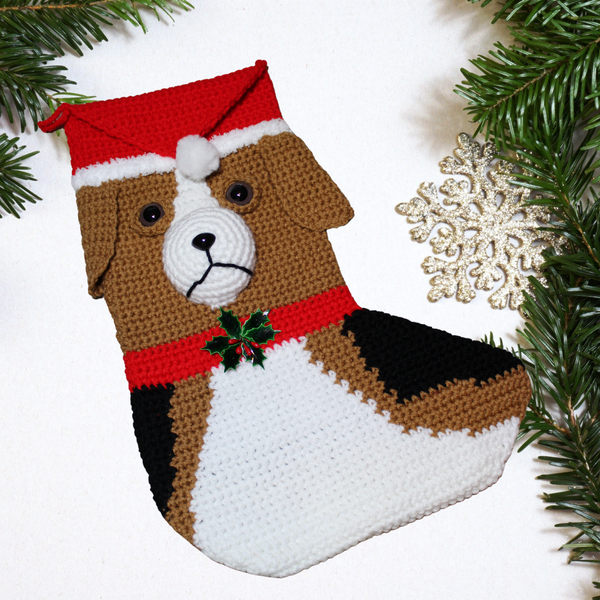Beagle Christmas Stocking Crochet Pattern