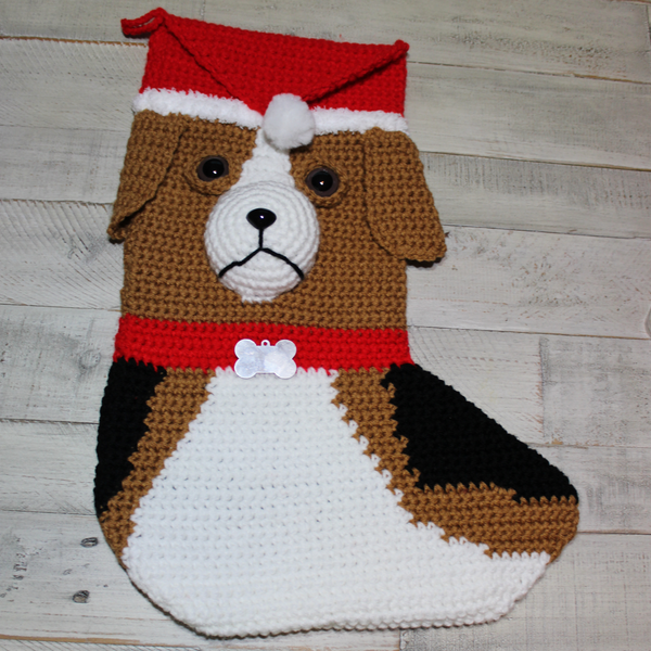 Beagle Christmas Stocking Crochet Pattern