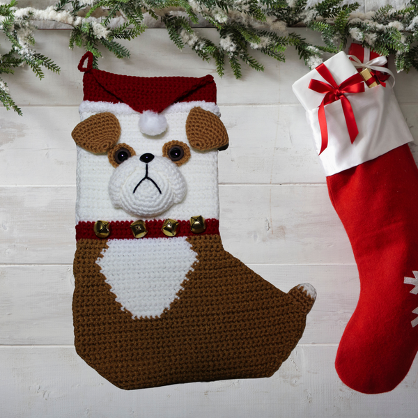 Bulldog Christmas Stocking Crochet Pattern