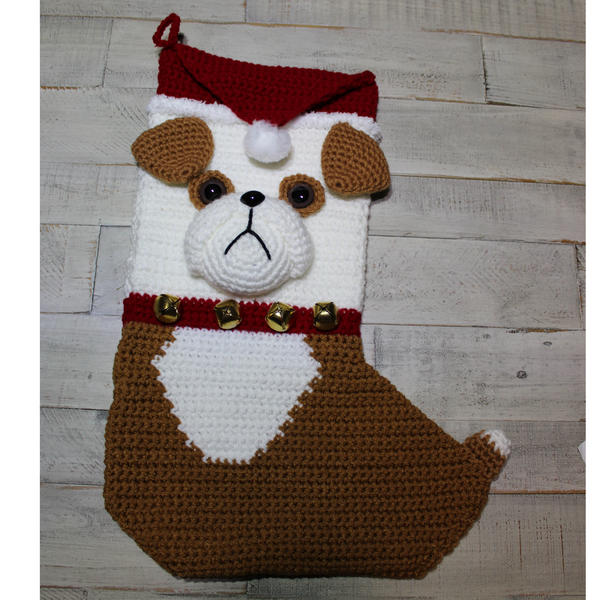 Bulldog Christmas Stocking Crochet Pattern