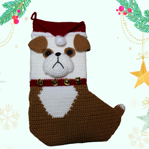 Bulldog Christmas Stocking Crochet Pattern