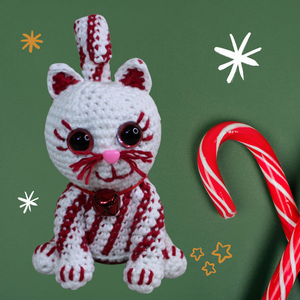 Candy Cane Kitty Amigurumi Crochet Pattern