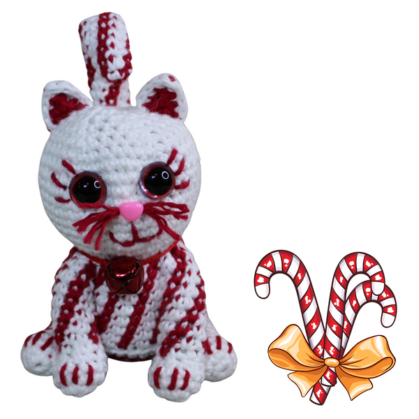 Candy Cane Kitty Amigurumi Crochet Pattern