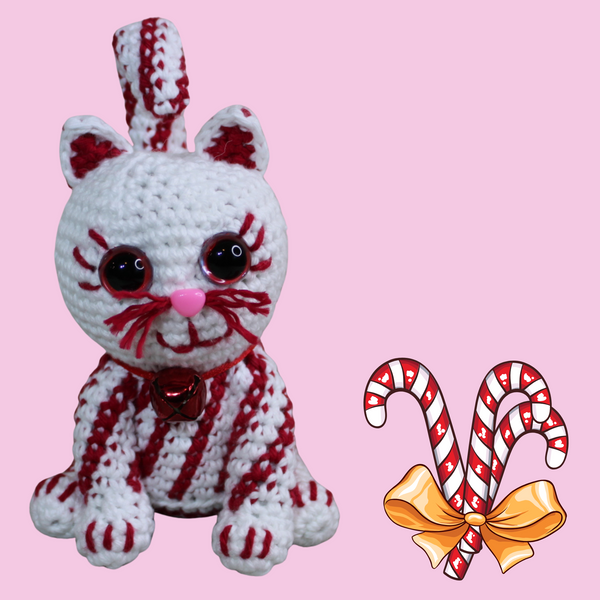 Candy Cane Kitty Amigurumi Crochet Pattern