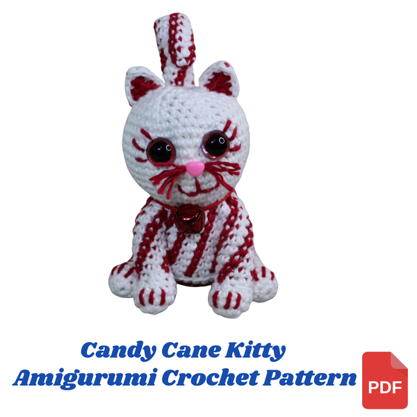 Candy Cane Kitty Amigurumi Crochet Pattern