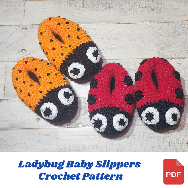 Ladybug Baby Slippers Crochet Pattern: Sizes 1, 2, 3
