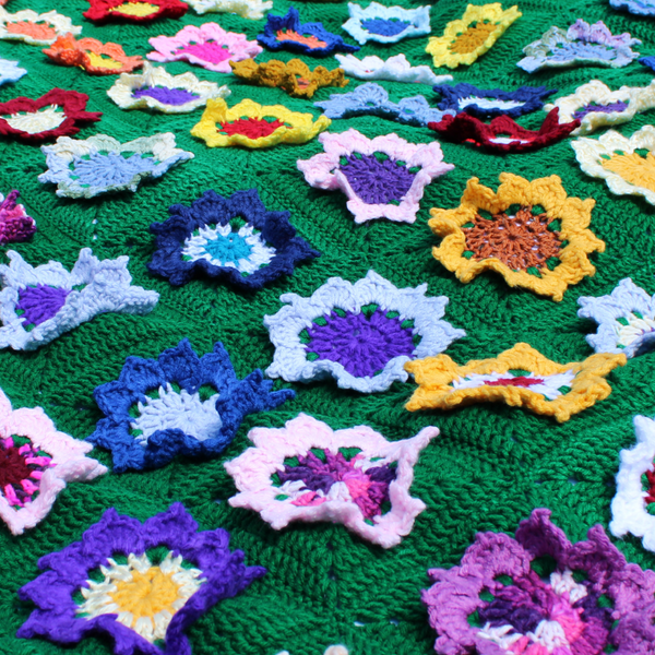 Sunflower Granny Square Afghan Crochet Pattern