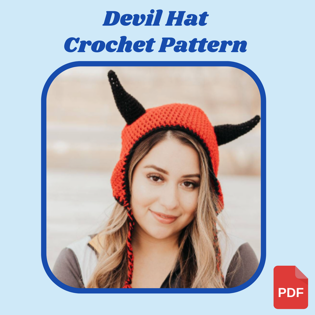 Devil Horned Earflap Hat Crochet Pattern (adult size)
