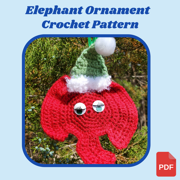 Elephant Coaster Crochet Pattern with Bonus Elephant Ornaments, Earrings, Necklace, Bracelet, Applique Patterns