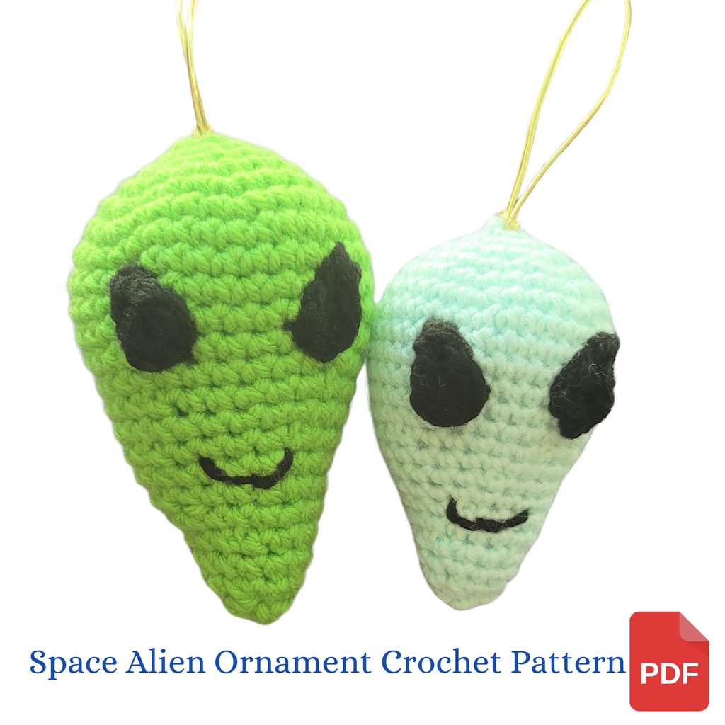 Crochet Pattern Space Alien Christmas Ornament, UFO Themed Christmas Decor