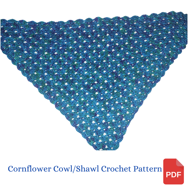 Cornflower Cowl Crochet Pattern - Cornflower Shawl Crochet Pattern