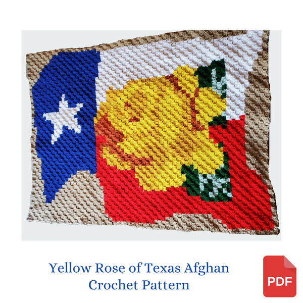 Yellow Rose of Texas Corner-to-Corner (C2C) Blanket Crochet Pattern