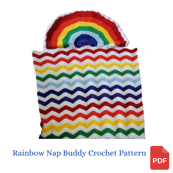Crochet Pattern Rainbow Nap Buddy, Rainbow Toddler Blanket and Pillow, Back to School Crochet