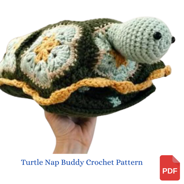 Benjamin the Turtle Nap Buddy Crochet Pattern - Turtle Toddler Blanket Crochet Pattern