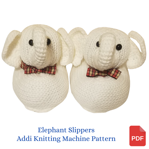 Elephant Slippers Pattern for Addi Pro - Ladies' Size 6-7