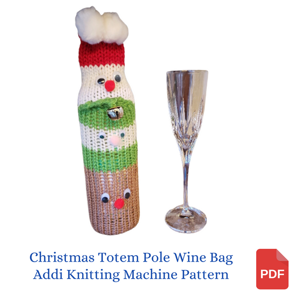 Christmas Totem Pole Wine Bag Addi Pro Pattern - Reindeer, Elf, Santa Claus