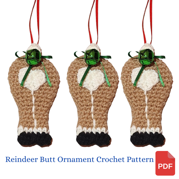 Reindeer Butt Ornament Crochet Pattern