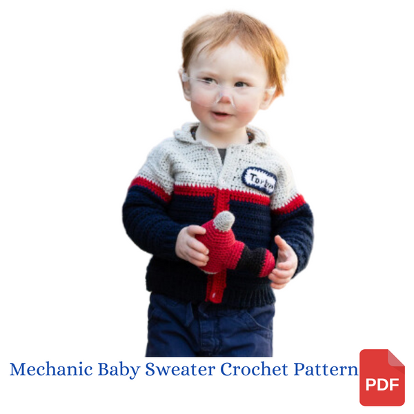 Auto Mechanic Baby Sweater Crochet Pattern - Take Baby to Work Day Sweater Crochet Pattern