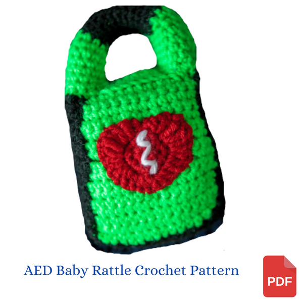 EMT/Paramedic Baby AED Rattle Crochet Pattern