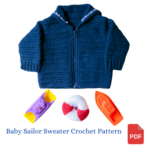 Baby Sailor Crackerjack Sweater & Lifesaver Rattle Crochet Pattern, Instant PDF Download