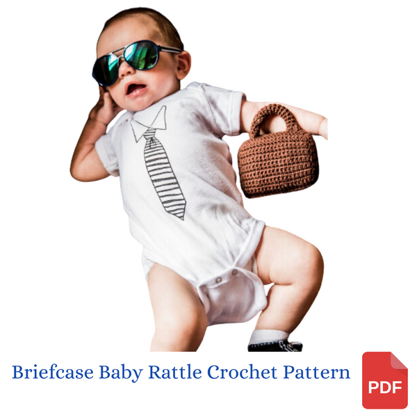 Briefcase Rattle Crochet Pattern, First Aid Kit Rattle Pattern, Handbag Rattle Pattern