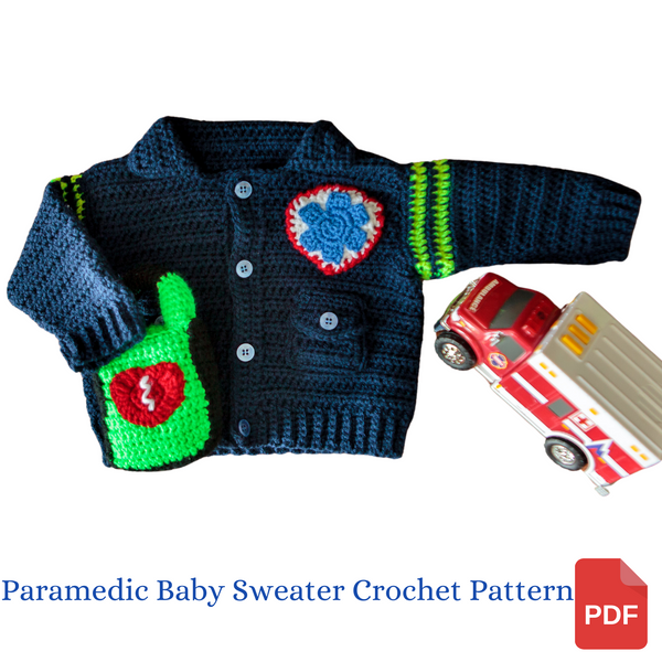 EMT/Paramedic Baby Sweater Crochet Pattern - Take Baby to Work Day Sweater Crochet Pattern