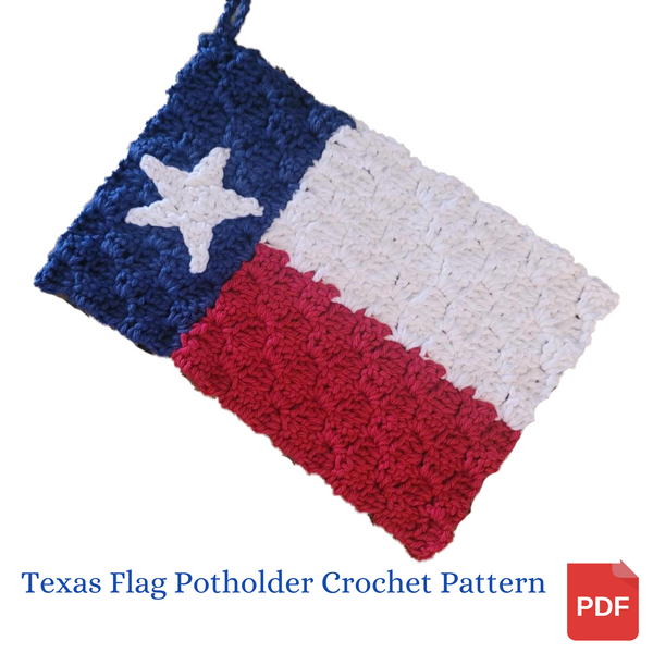 C2C Crochet Pattern, Texas Flag Potholder