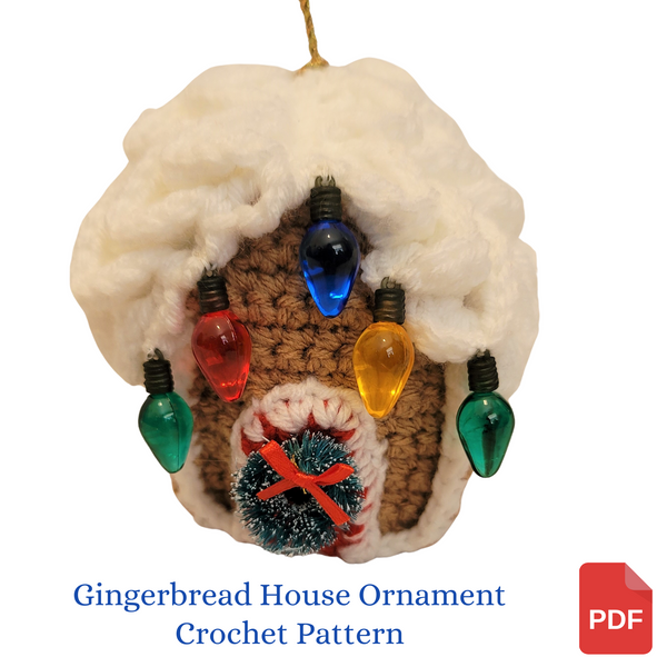 Gingerbread House Christmas Ornament Crochet Pattern