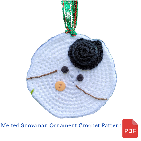 Crochet Pattern Melted Snowman Ornament