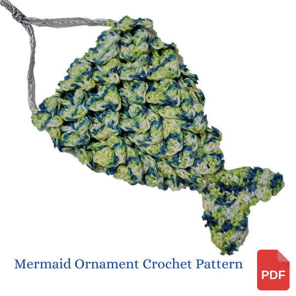 Crochet Pattern Mermaid Tail Christmas Ornament, Mermaid Christmas Decor