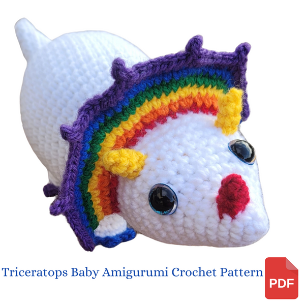 Triceratops Baby Amigurumi Crochet Pattern - Rainbow Crochet