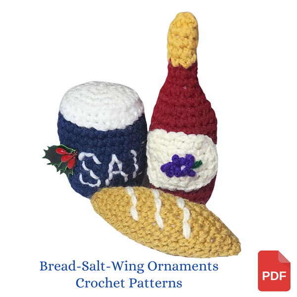 Bread, Salt and Wine Christmas Ornaments Crochet Patterns