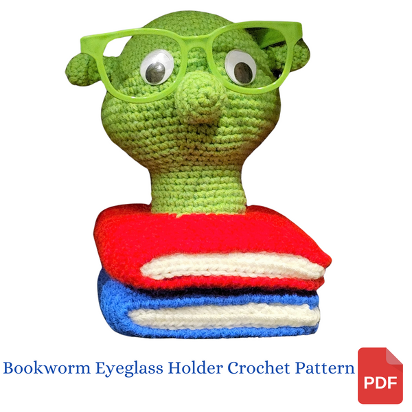 Bookworm Crochet Eyeglass Holder Pattern, Back to School Gift