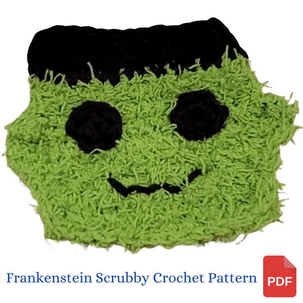 Frankenstein Scrubby Crochet Pattern, Halloween Crochet