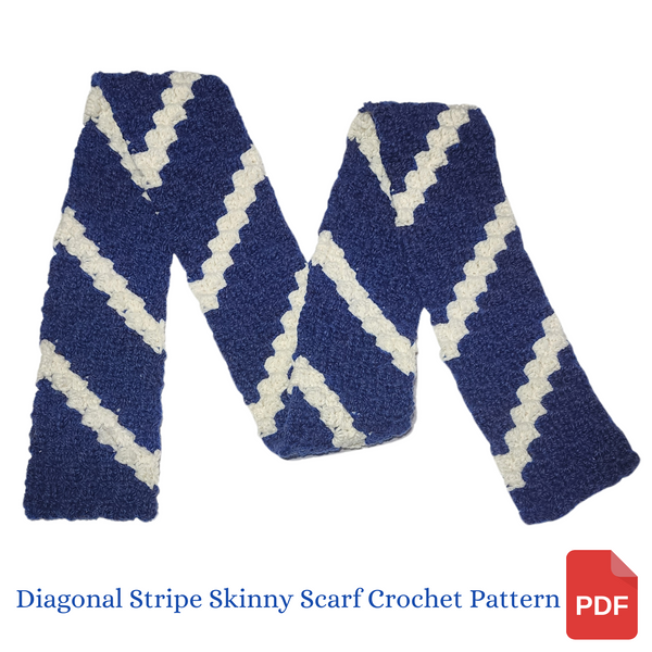 Diagonal Stripe Skinny Scarf Crochet Pattern