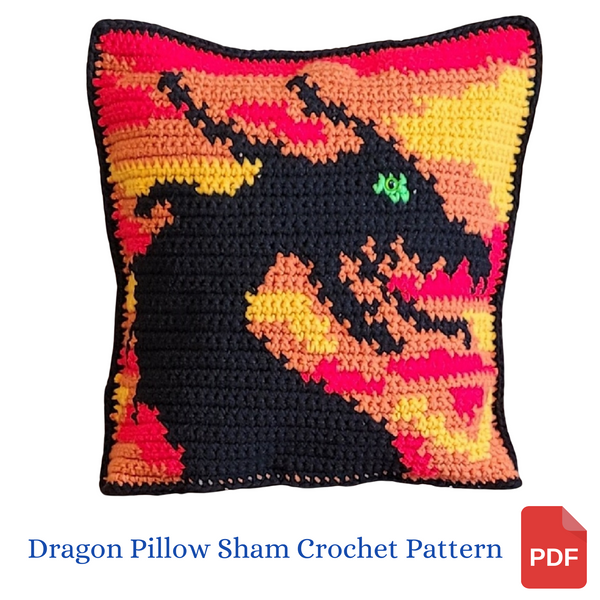 Dragon at Sunset Pillow Sham Crochet Pattern